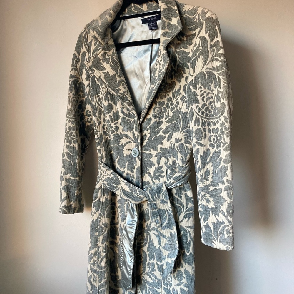 Arden B Plush Floral Patterned Long Coat- XS